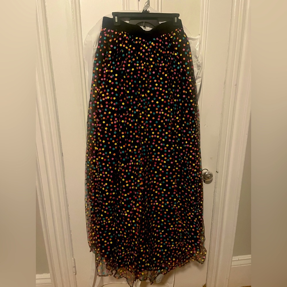 NWT unique vintage maxi sheet polka dot skirt 2x with shorter lining